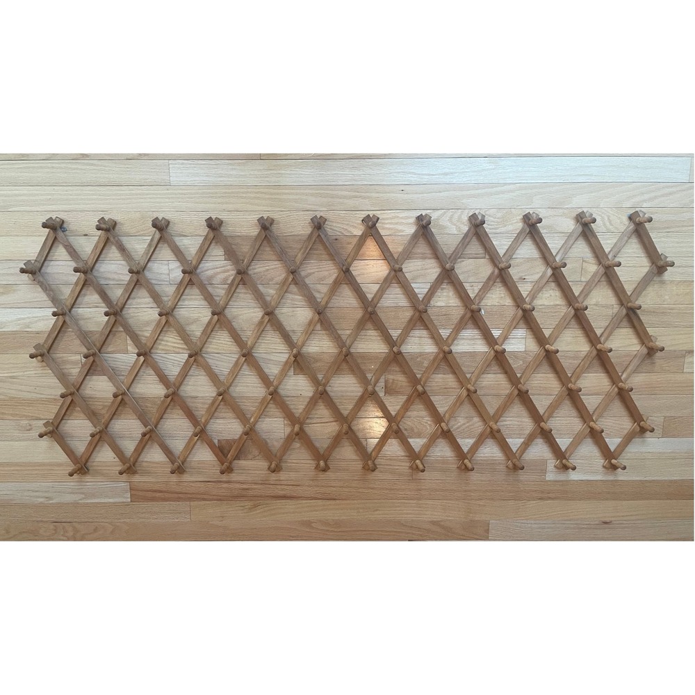 Lillian Vernon Vintage‎ Wood Accordion Wall Rack Expandable Peg Organizer Large